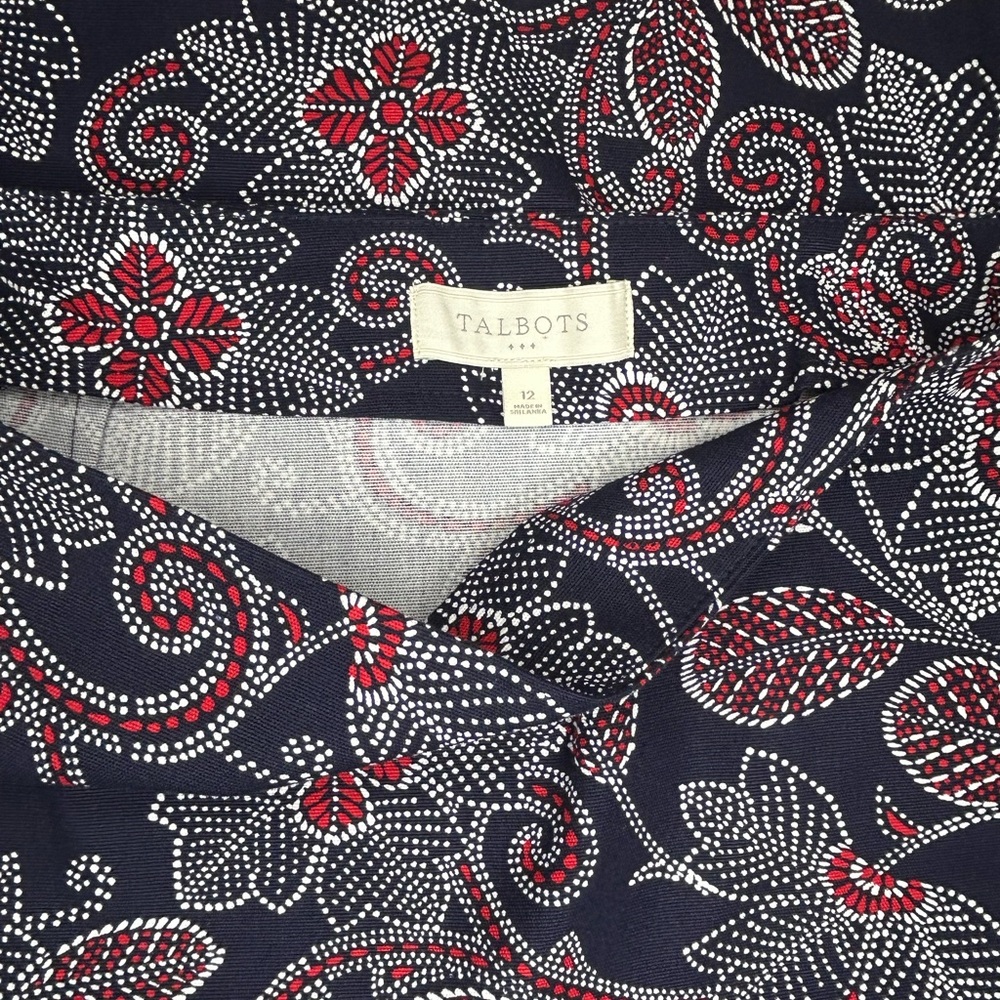 Talbots Navy and Red Floral pencil Skirt SKU A12 - Picture 3 of 6